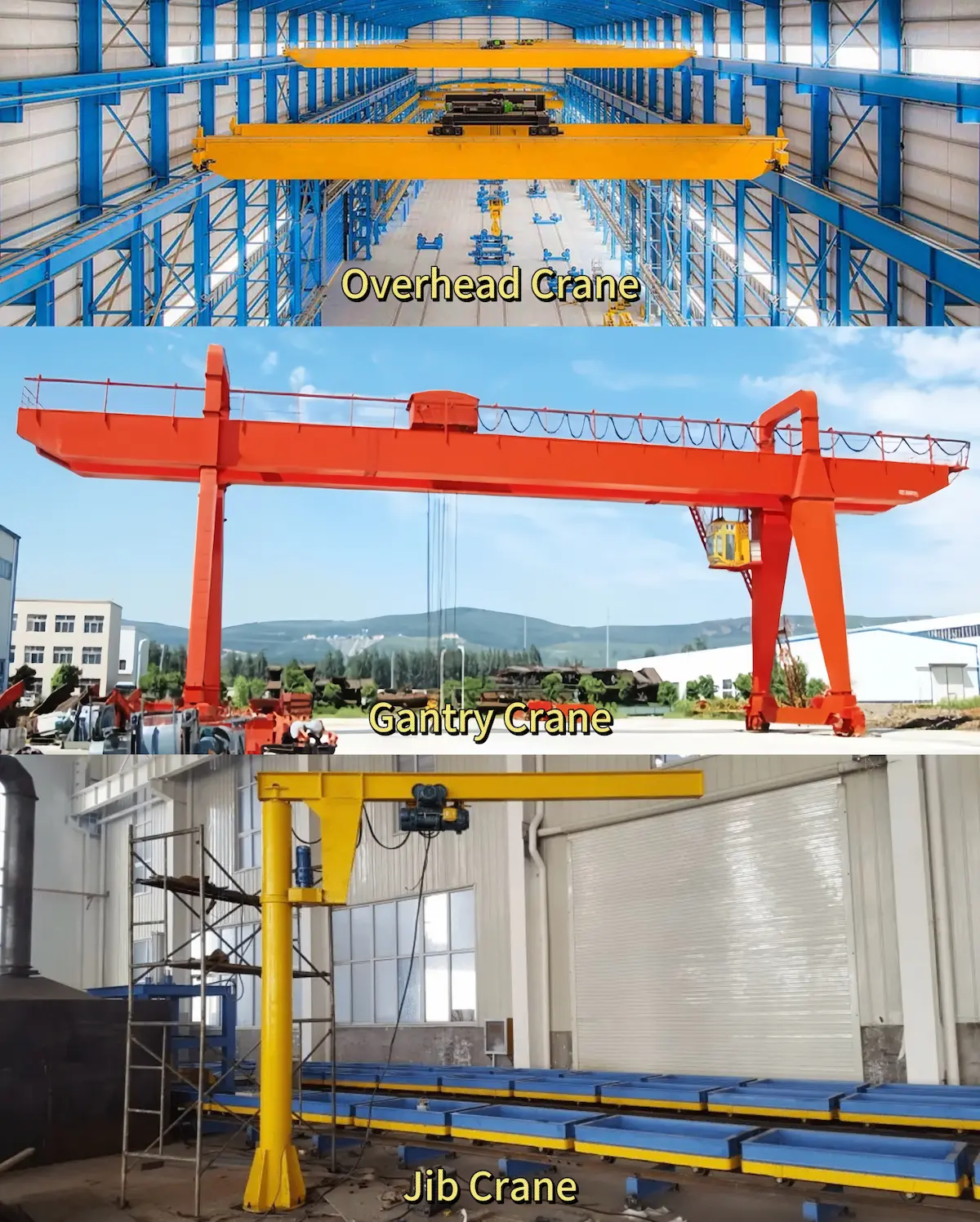 Overhead Crane vs Gantry Crane vs Jib Crane 1